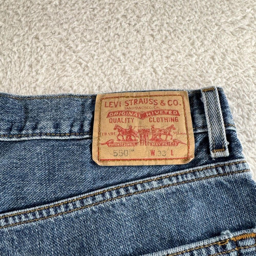 Levis Jean Shorts 33 Relaxed Fit 550 Jean Denim Y2K Baggy Skater 10" Inseam - Picture 2 of 7